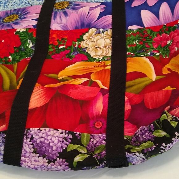 Floral handmade tote. Vibrant. Great for Books or Shopping. - Picture 2 of 5